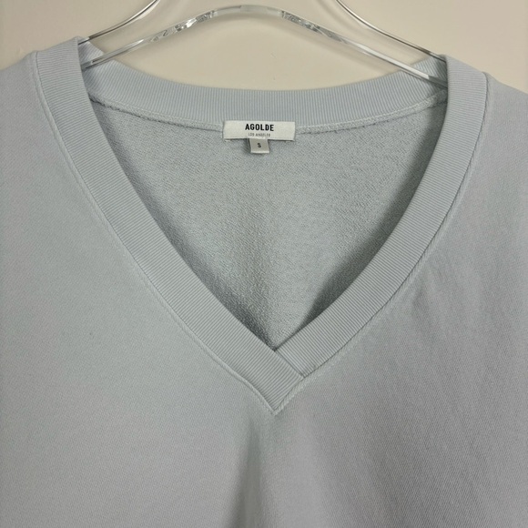 Agolde Low V-Neck Ballon Sleeve Relaxed Fit Athleisure Loungewear Sweatshirt - Picture 4 of 9